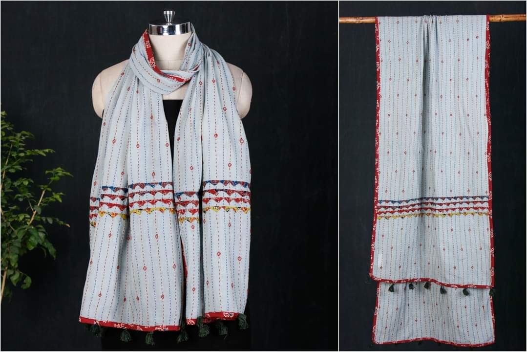 Rajasthani Pure Cotton Applique Work Dupatta