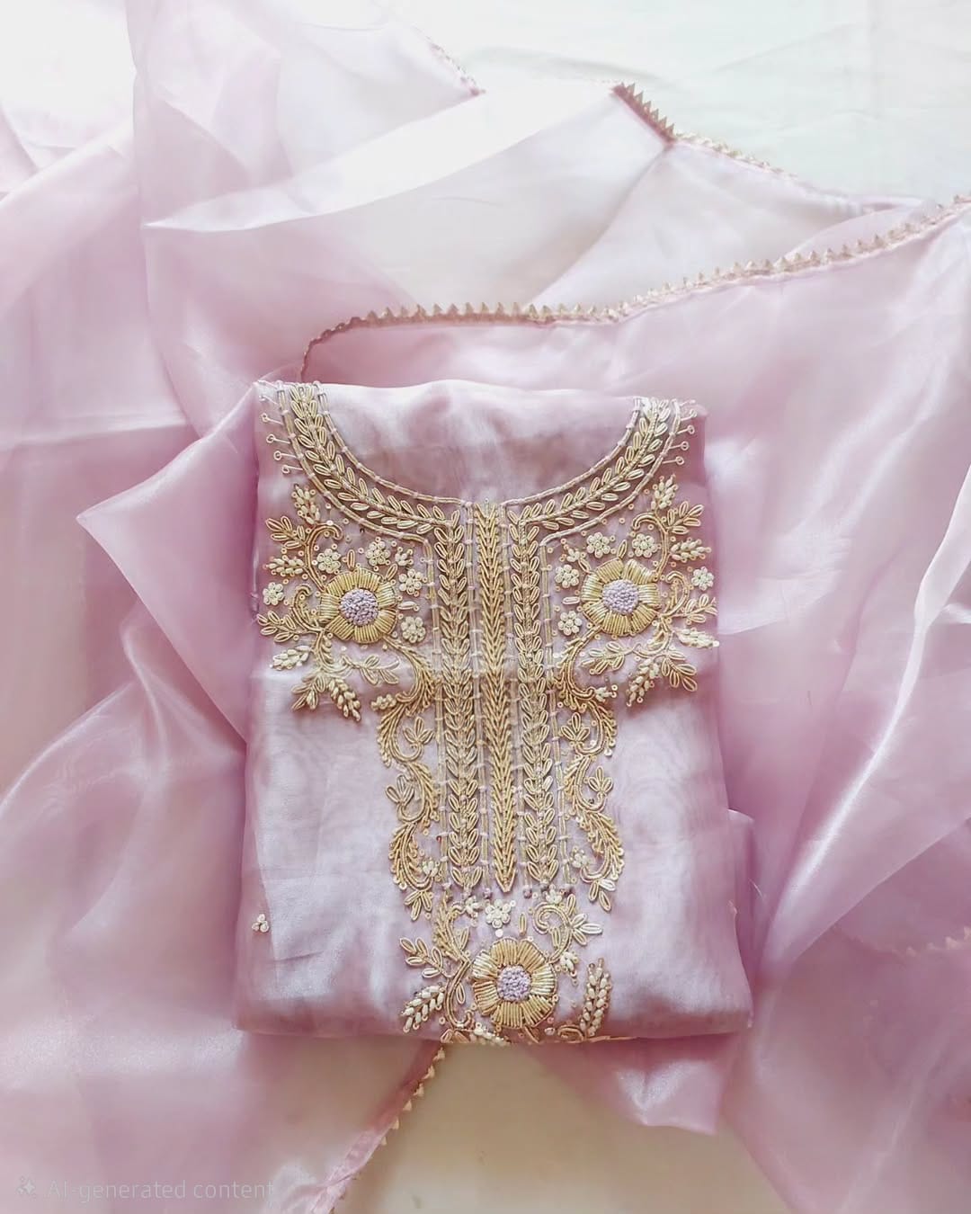 Pure Organza unstitched Suit With Zardozi Work Dupatta