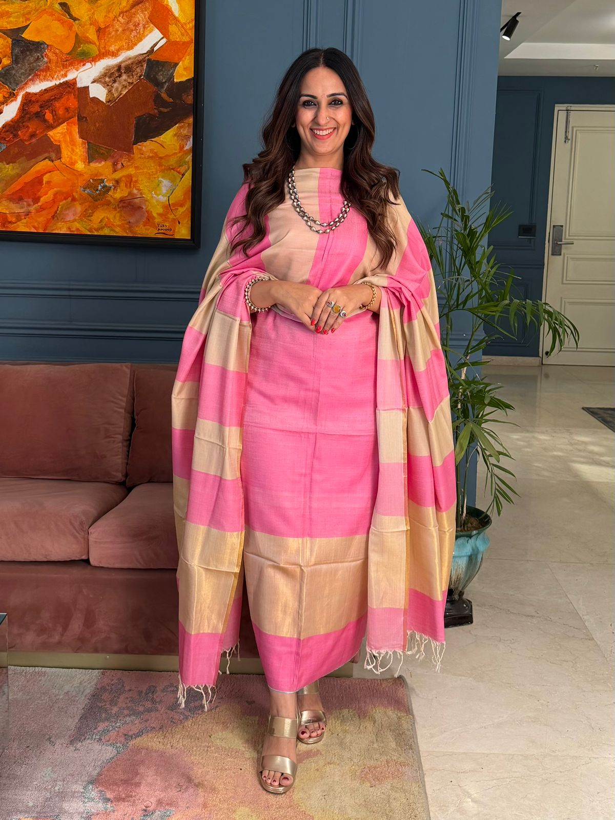 Pure Maheswari Silk Cotton Handwoven Unstitch Suit