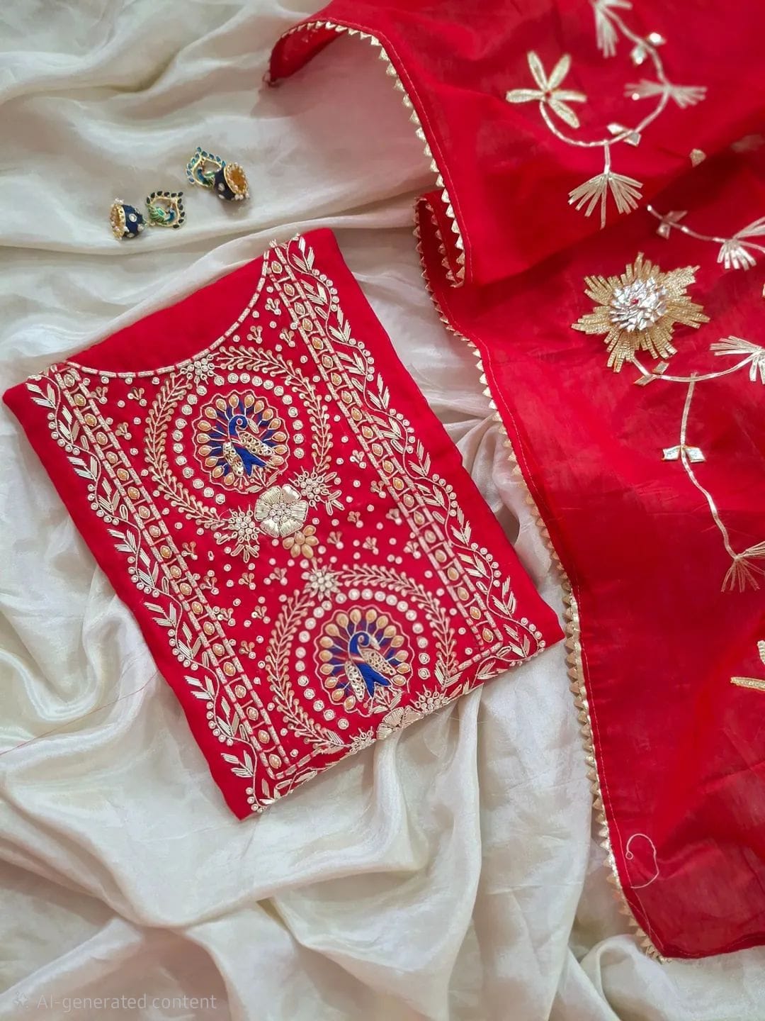 Premium Modal Rajwadi Chanderi Unstitched Suit With Banarsi dupatta