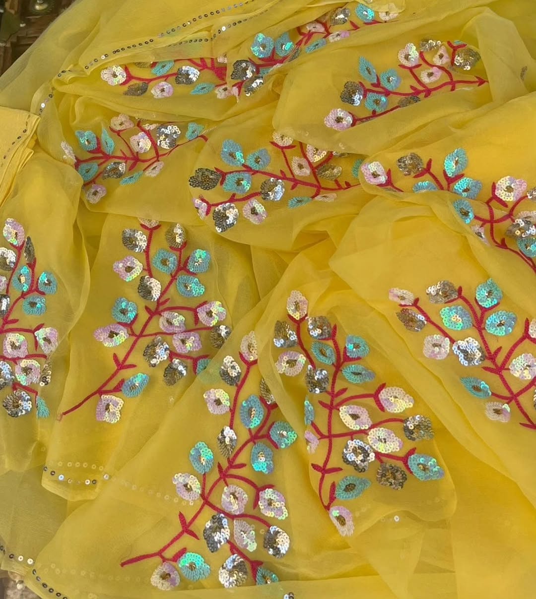 Pure Jaipuri Diamond Chiffon Sarees With Sequence Work