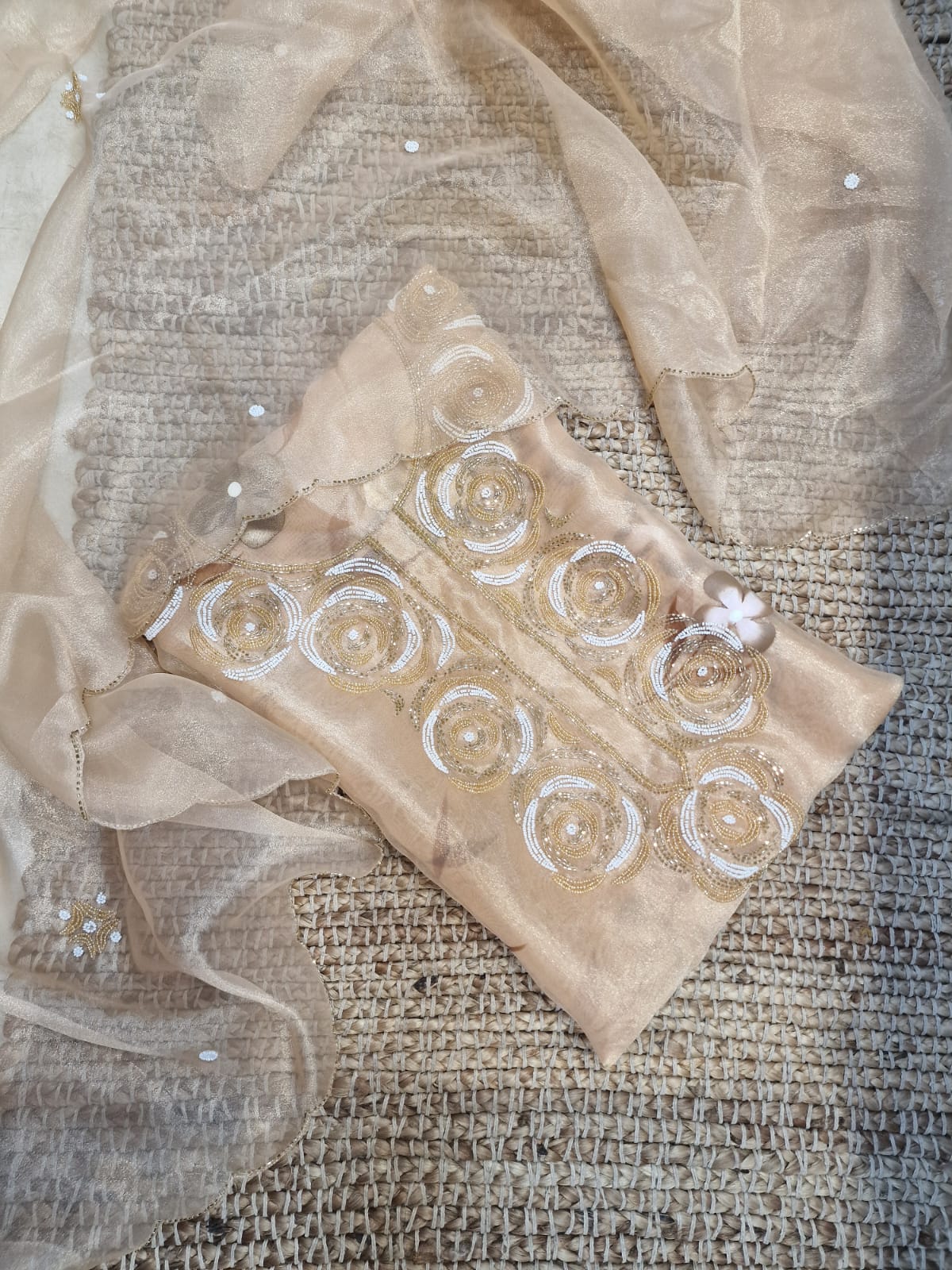 Pure Organza unstitched Suit With Gota Pati Work Dupatta