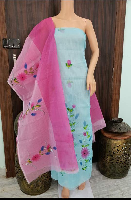 Pure Kota Doriya Suit With Embroidery Work Unstitched Suit