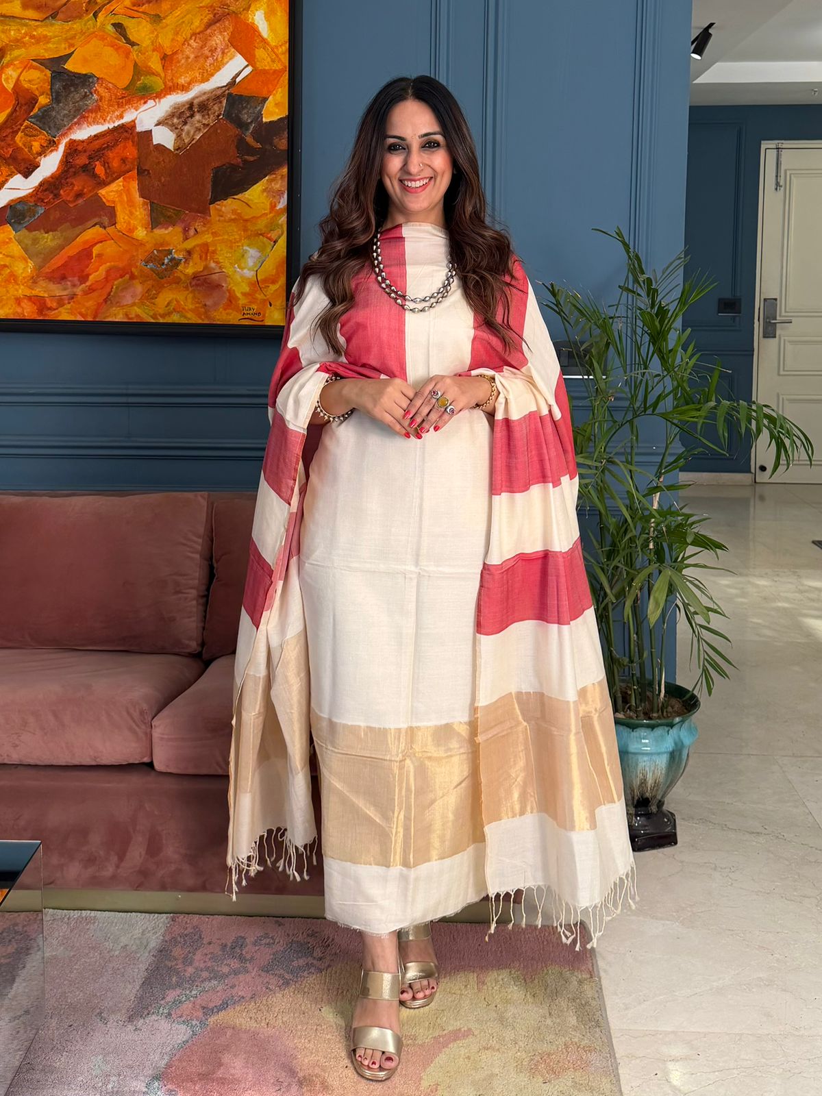 Pure Maheswari Silk Cotton Handwoven Unstitch Suit