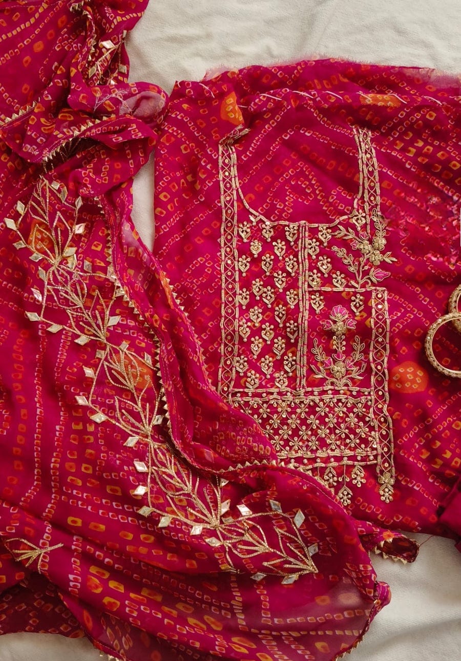 Pure Soft Georgette unstitched suit Zardogi Work With Dupatta