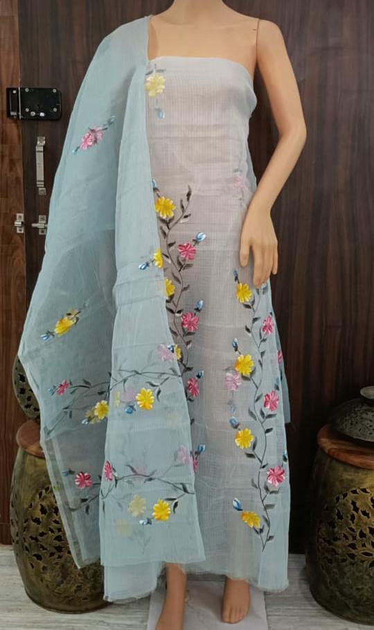 Pure Kota Doriya Suit With Embroidery Work Unstitched Suit