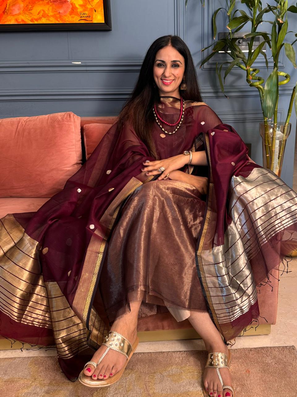 Pure Maheswari Silk Cotton Handwoven Unstitch Suit