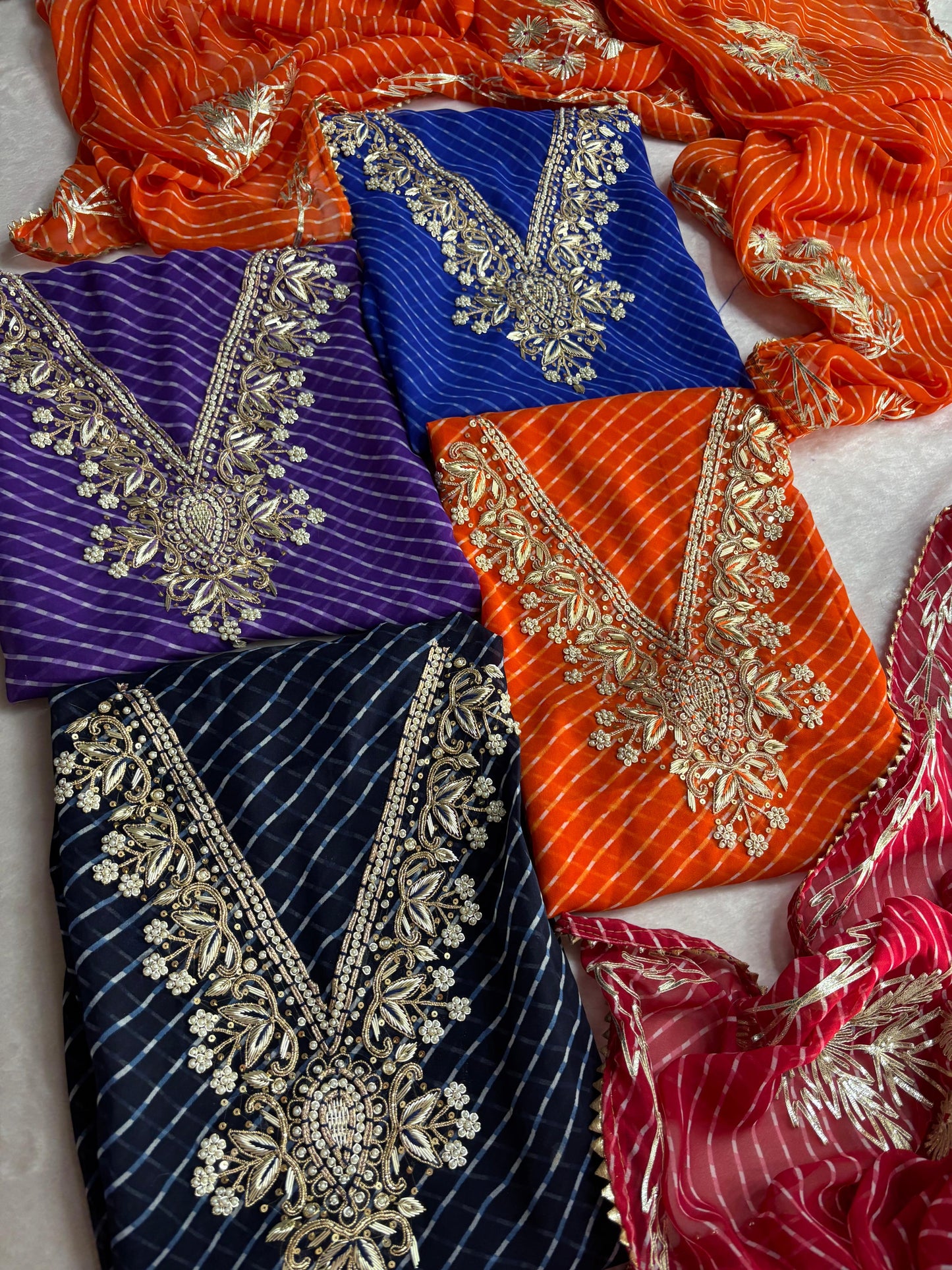 Pure Soft Georgette unstitched suit Zardogi Work With Dupatta