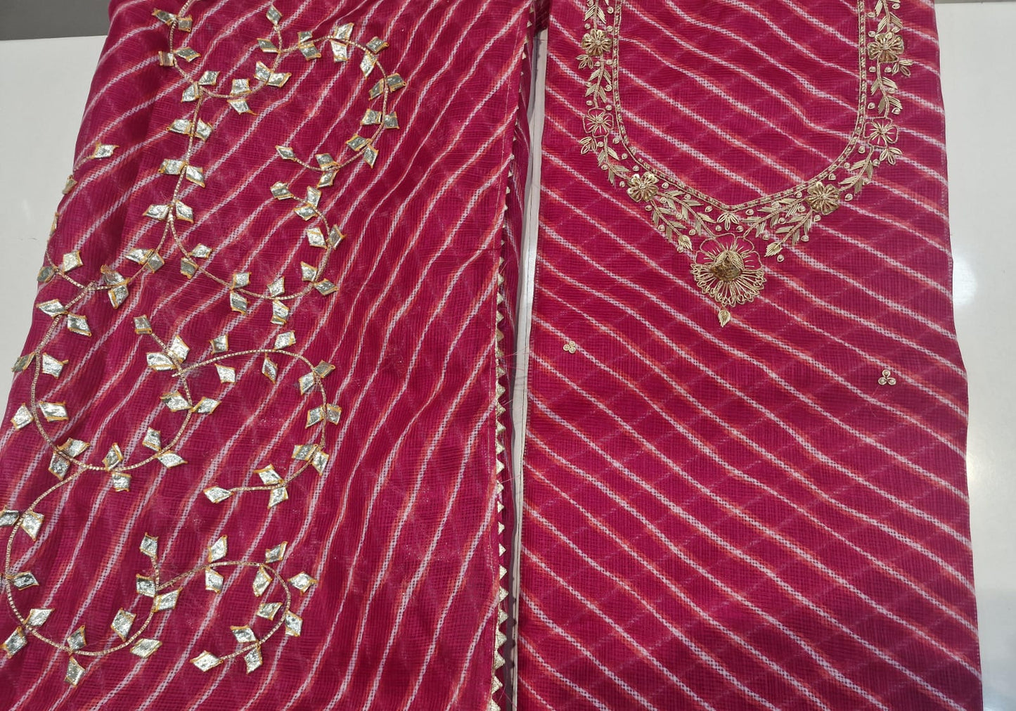 Pure Kota Doriya Lehariya Gotta Work Unstitch Suit With Lehariya Gotta Patti Work Duppata