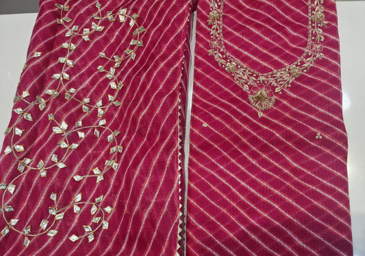 Pure Kota Doriya Lehariya Gotta Work Unstitch Suit With Lehariya Gotta Patti Work Duppata
