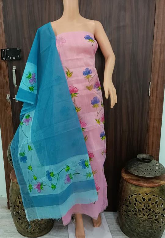 Pure Kota Doriya Suit With Embroidery Work Unstitched Suit
