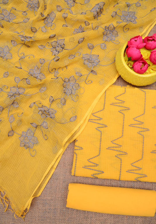 Pure Kota Doriya Suit With Embroidery Work Unstitched Suit