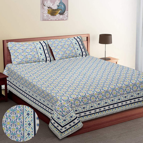 Pure Cotton Premium Fabric King Size Bedsheet With Pillow Covers