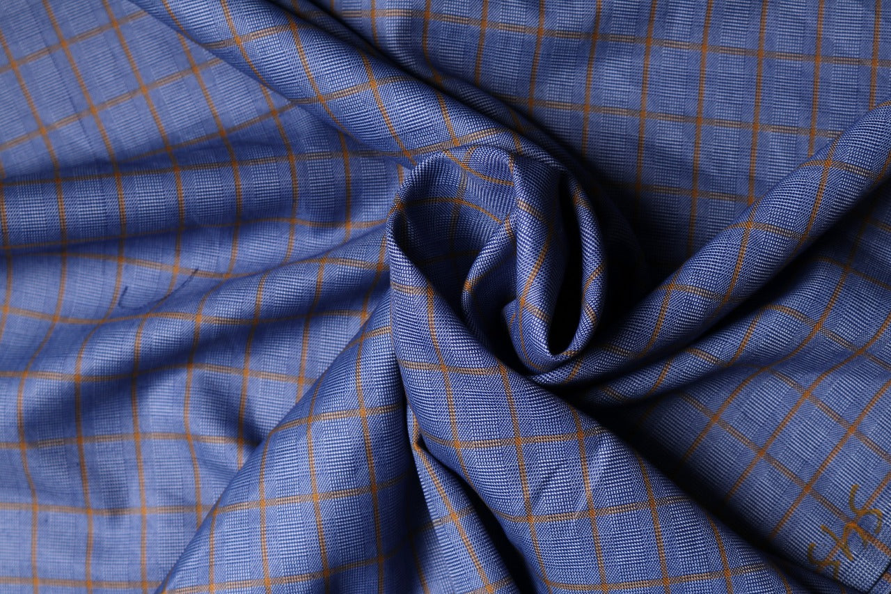 Beauty Bush Polyester & Viscose Checks Fabric
