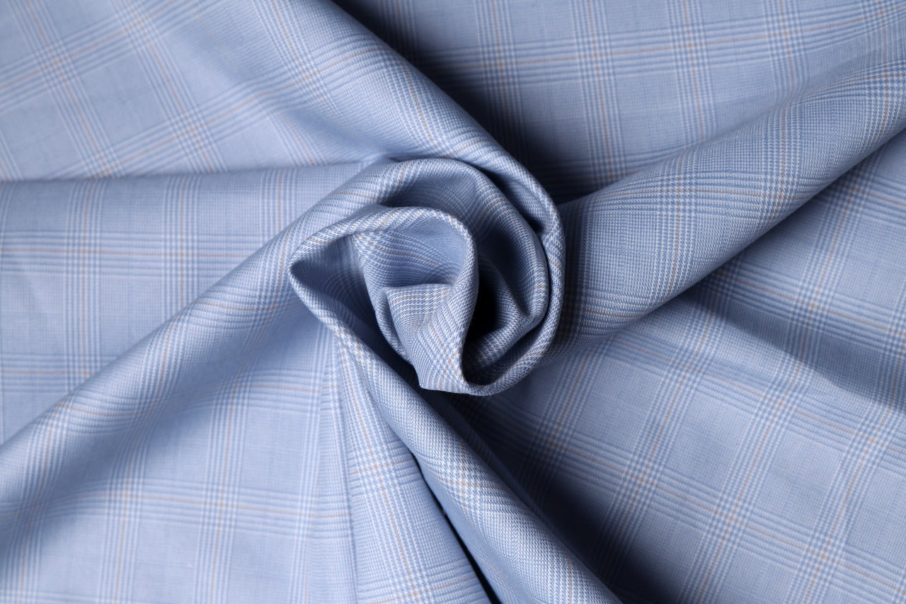 Beauty Bush Polyester & Viscose Checks Fabric