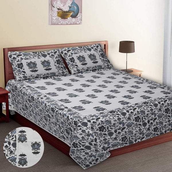 Pure Cotton Premium Fabric King Size Bedsheet With Pillow Covers