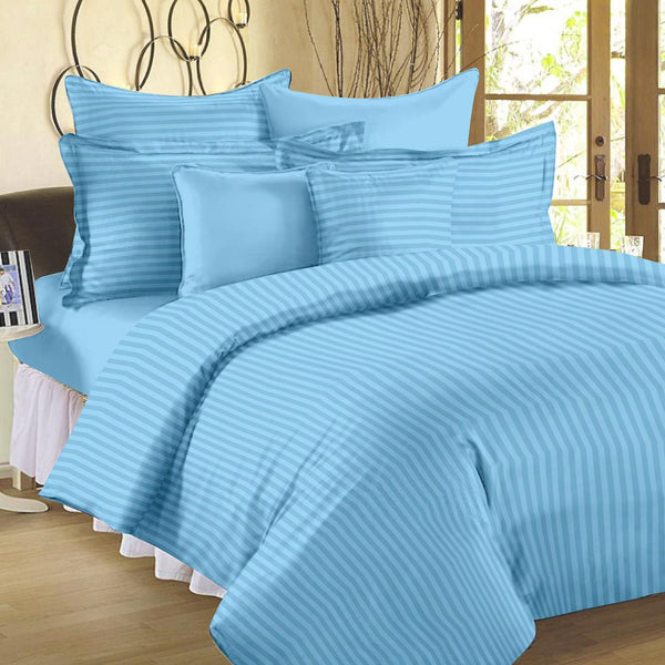 Pure Cotton Satin Stripe King Size Bedsheet With Two Pillow Covers (100 X 108)