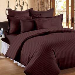 Pure Cotton Satin Stripe King Size Bedsheet With Two Pillow Covers (100 X 108)