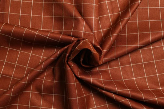 Beauty Bush Polyester & Viscose Checks Fabric