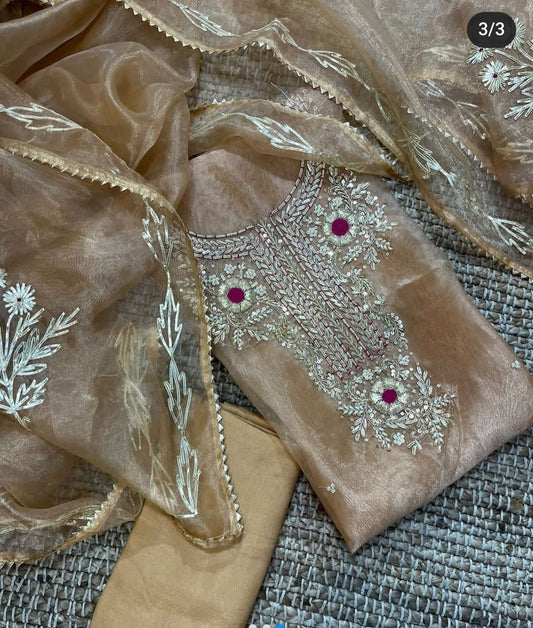 Pure Organza unstitched Suit With Gota Pati Work Dupatta