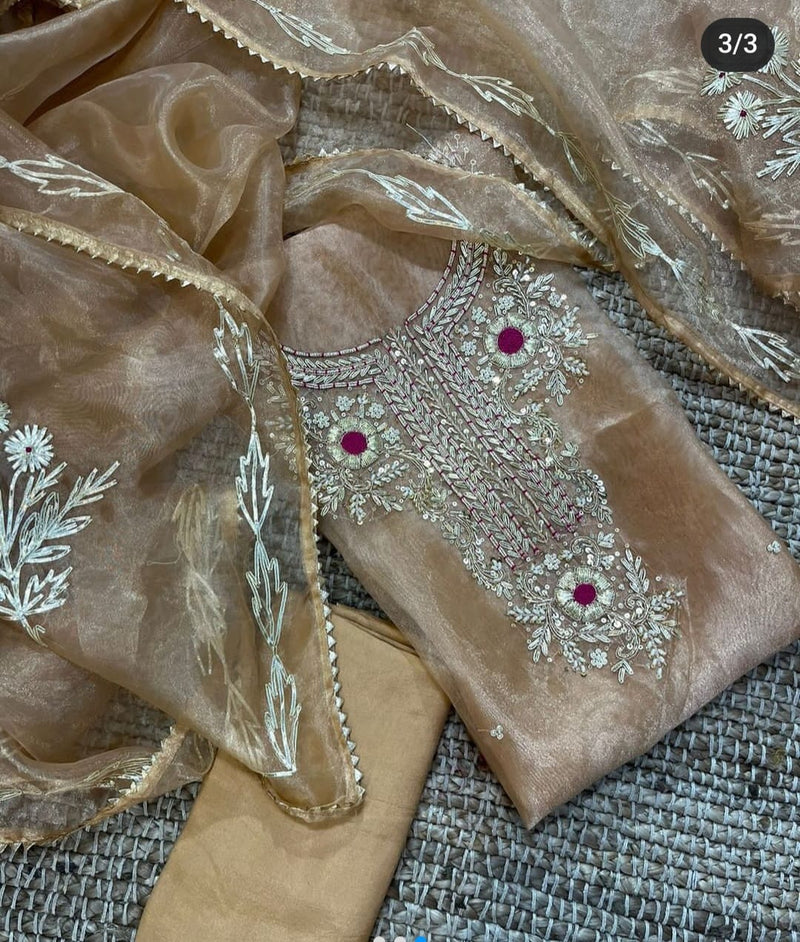 Pure Organza unstitched Suit With Gota Pati Work Dupatta