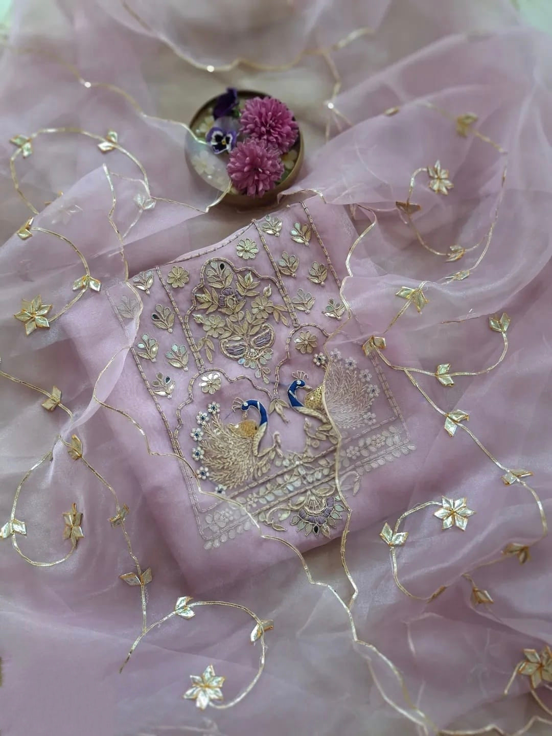 Pure Organza unstitched Suit With Gota Pati Work Dupatta