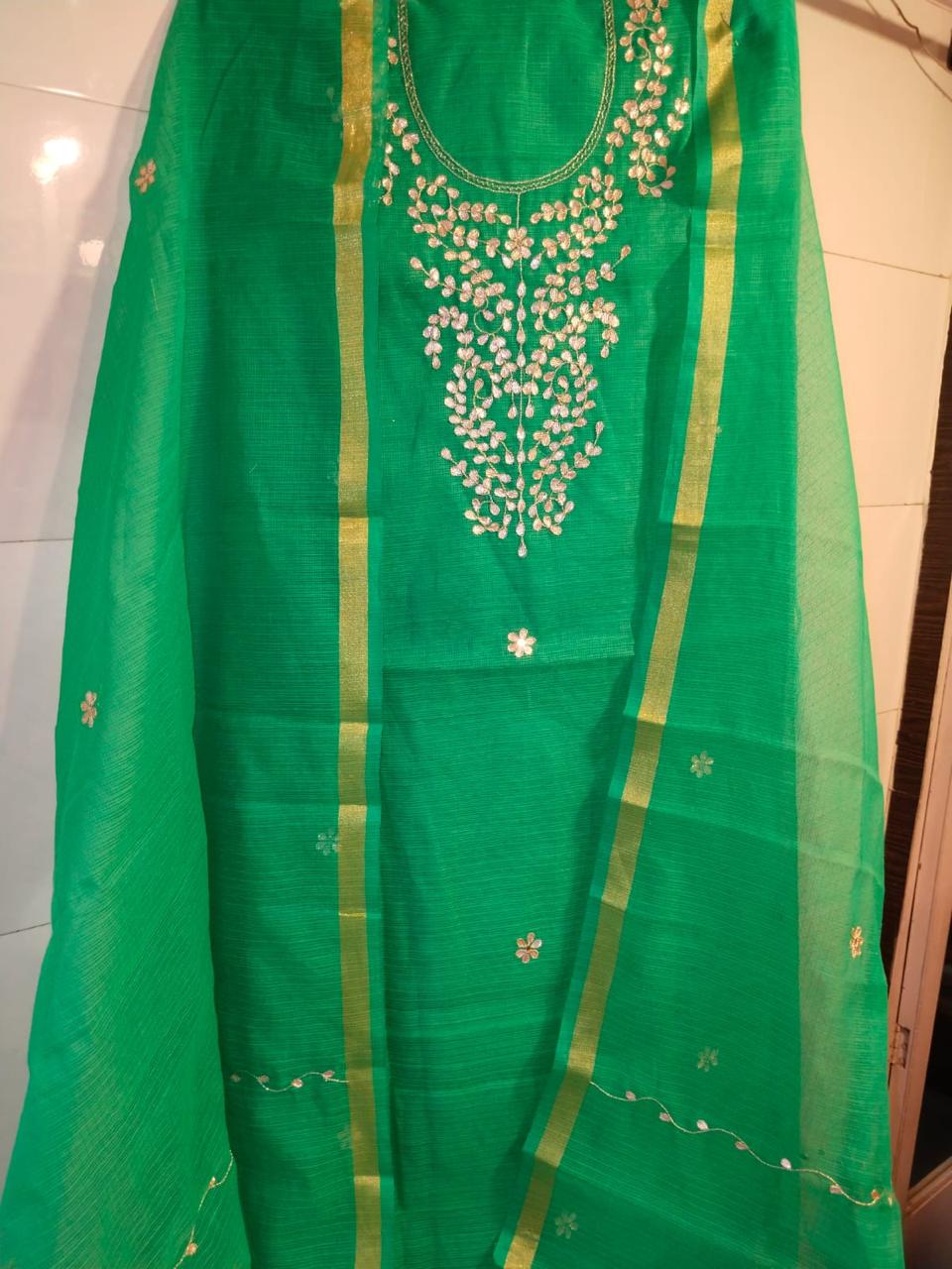 Pure Kota Doriya  Gotta Work Unstitch Suit With Gotta Patti Work Duppata
