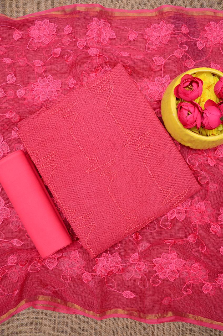 Pure Kota Doriya Suit With Embroidery Work Unstitched Suit