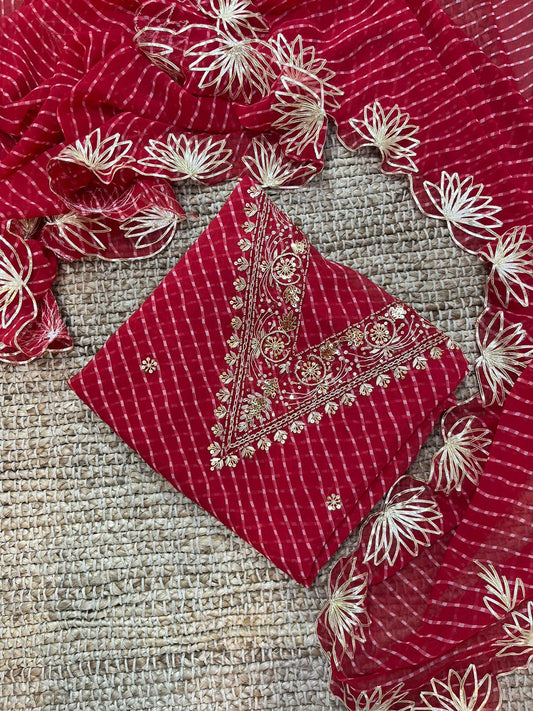Pure Soft Georgette unstitched suit Zardogi Work With Dupatta
