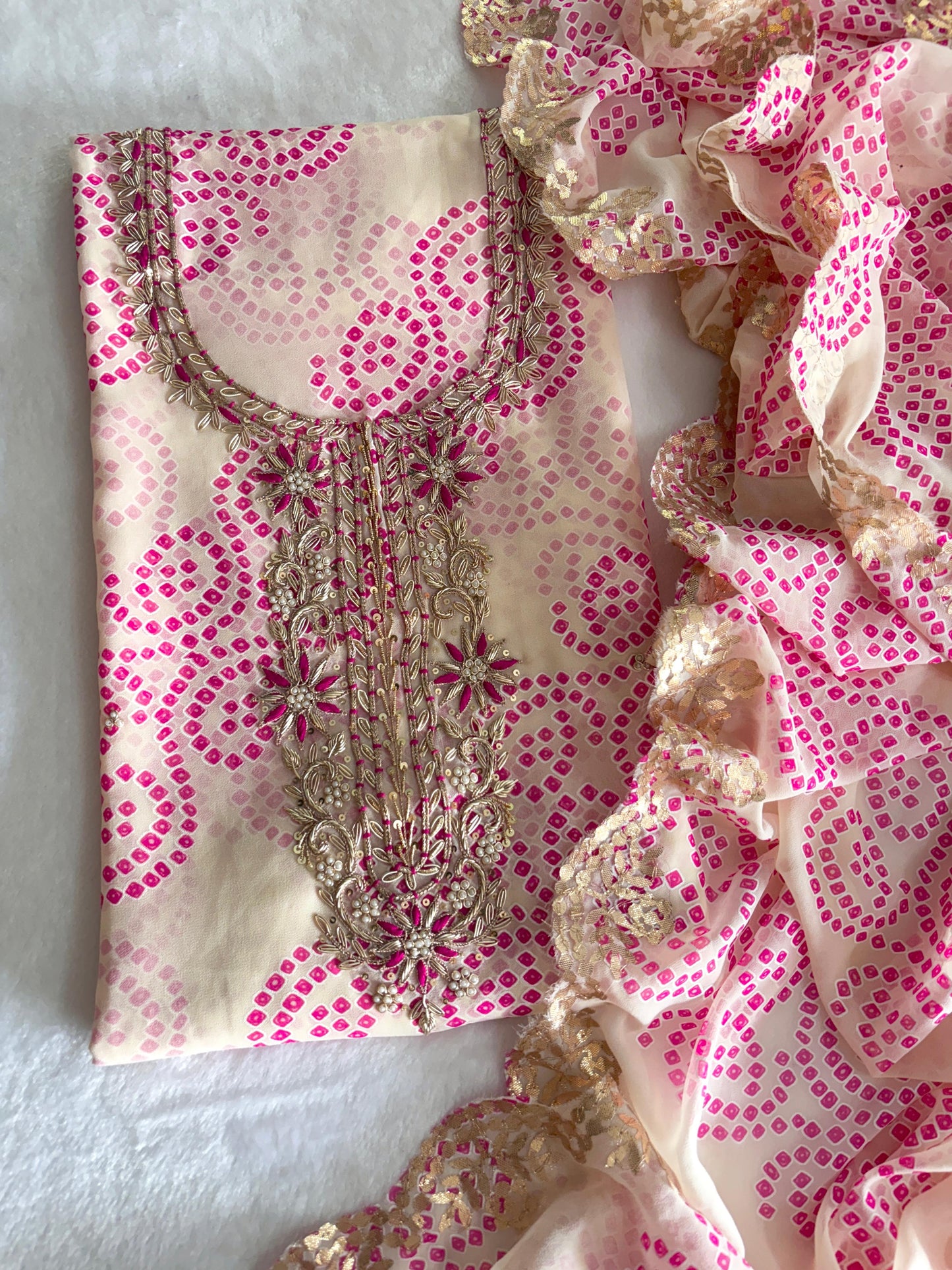 Pure Soft Georgette unstitched suit Zardogi Work With Dupatta