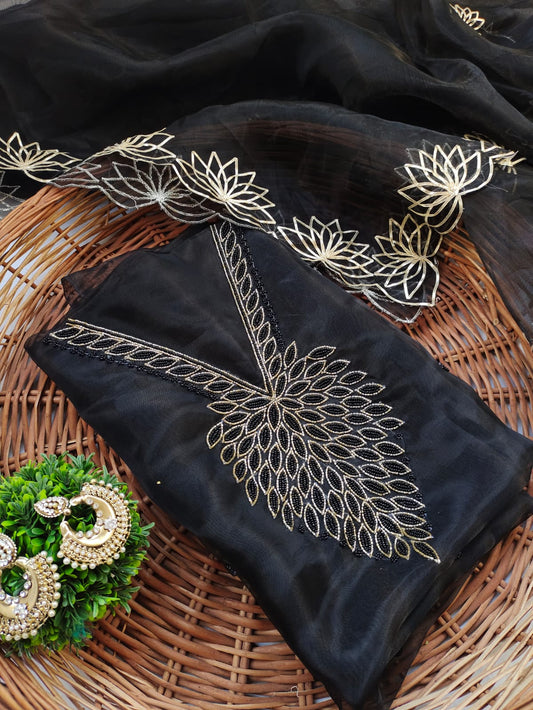 Pure Organza unstitched Suit With Gota Pati Work Dupatta