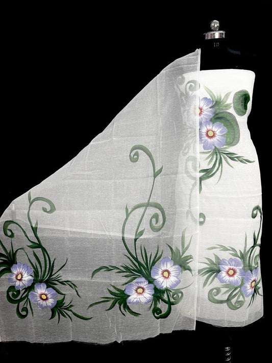 Pure Kota Doriya Suit With Hand Brush Print Unstitched Suit