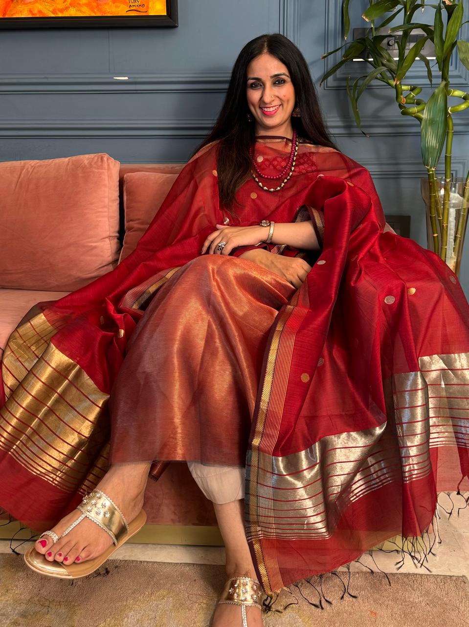 Pure Maheswari Silk Cotton Handwoven Unstitch Suit