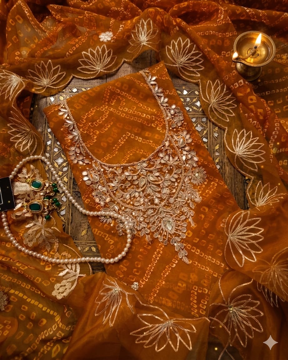Pure Soft Georgette unstitched suit Zardogi Work With Dupatta