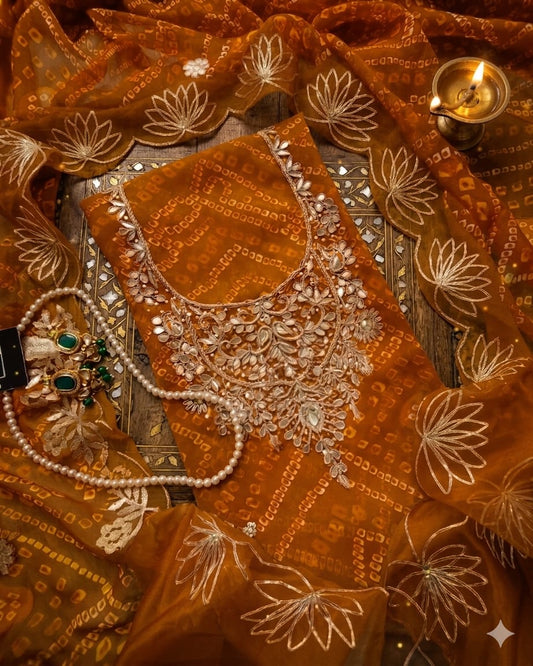 Pure Soft Georgette unstitched suit Zardogi Work With Dupatta