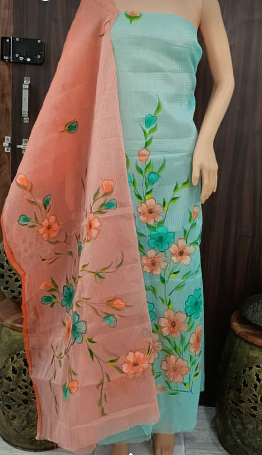 Pure Kota Doriya Suit With Embroidery Work Unstitched Suit