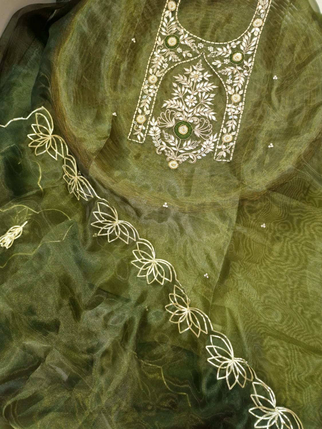 Pure Organza unstitched Suit With Gota Pati Work Dupatta