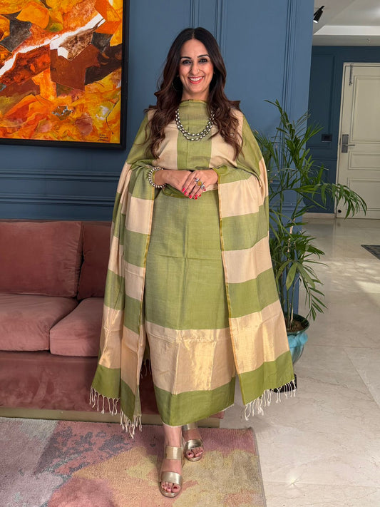 Pure Maheswari Silk Cotton Handwoven Unstitch Suit