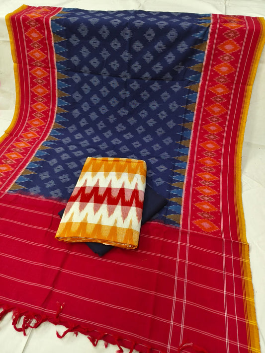 Pure Cotton Doubel Ikkat Unstitched Suit With Ikkat Cotton Dupatta