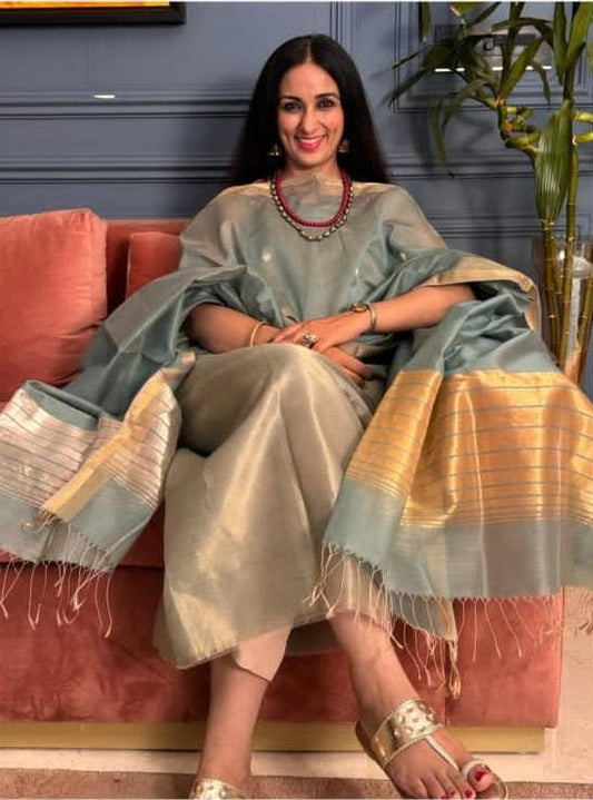 Pure Maheswari Silk Cotton Handwoven Unstitch Suit