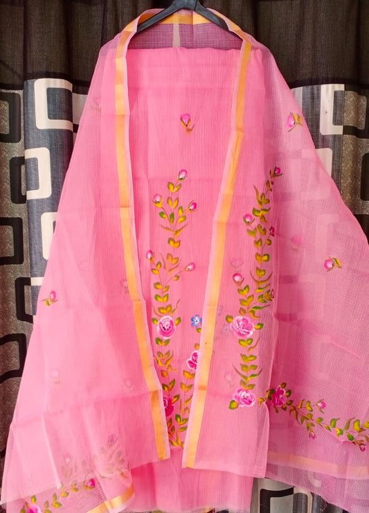 Pure Kota Doriya Suit With Embroidery Work Unstitched Suit