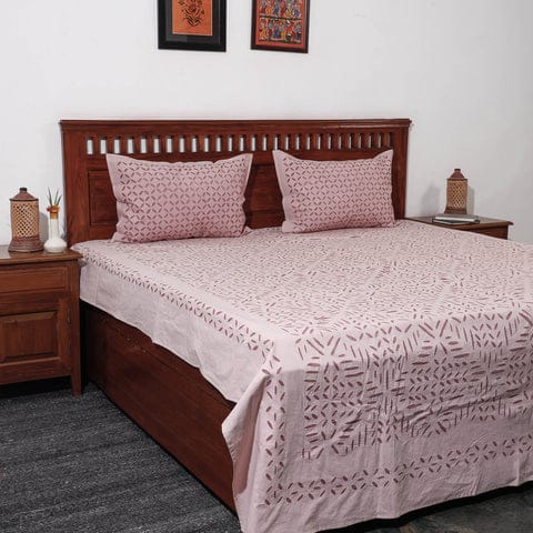 Pure Cotton Applique Work Bedsheet With Pillow