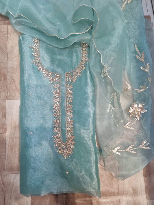 Pure Organza unstitched Suit With Gota Pati Work Dupatta