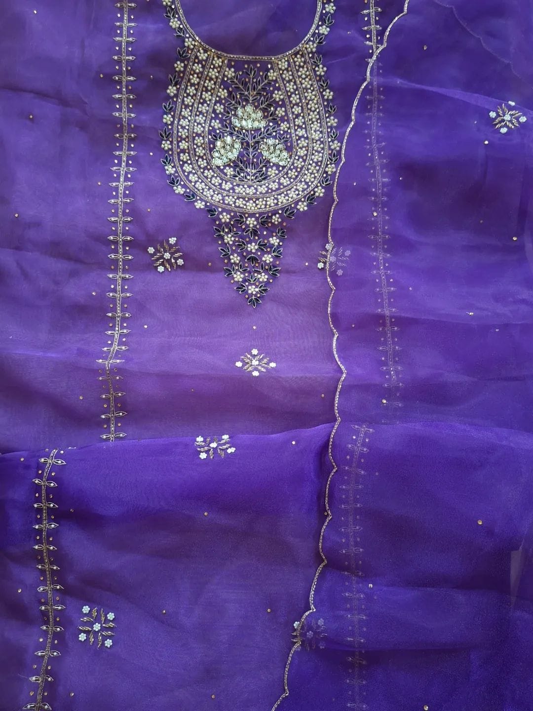 Pure Organza unstitched Suit With Gota Patti Work Dupatta