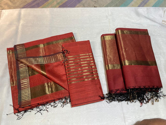 Pure Maheswari Silk Cotton Handwoven Unstitch Suit