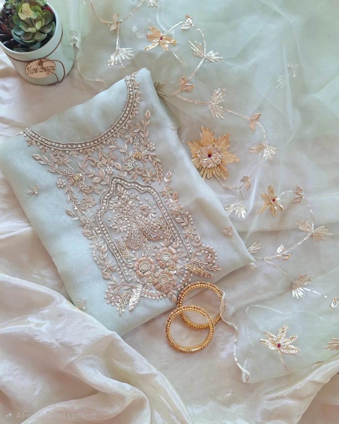 Pure Organza unstitched Suit With Gota Patti Work Dupatta