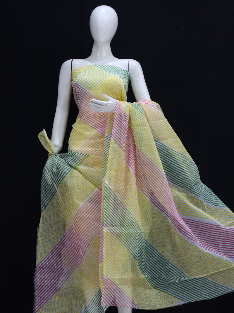 Pure Kota Doriya Leheriya Print Unstitched Suit With Bottom