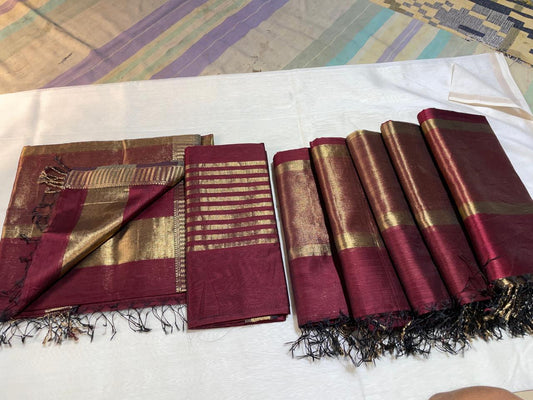 Pure Maheswari Silk Cotton Handwoven Unstitch Suit