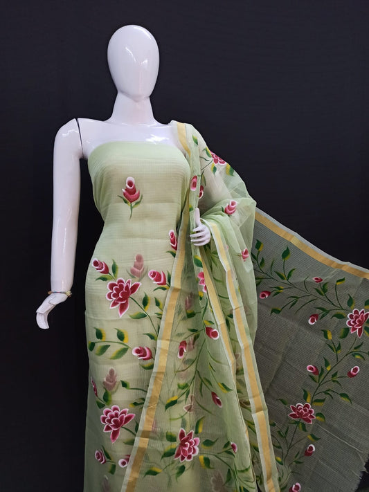 Pure Kota Doriya Suit With Embroidery Work Unstitched Suit