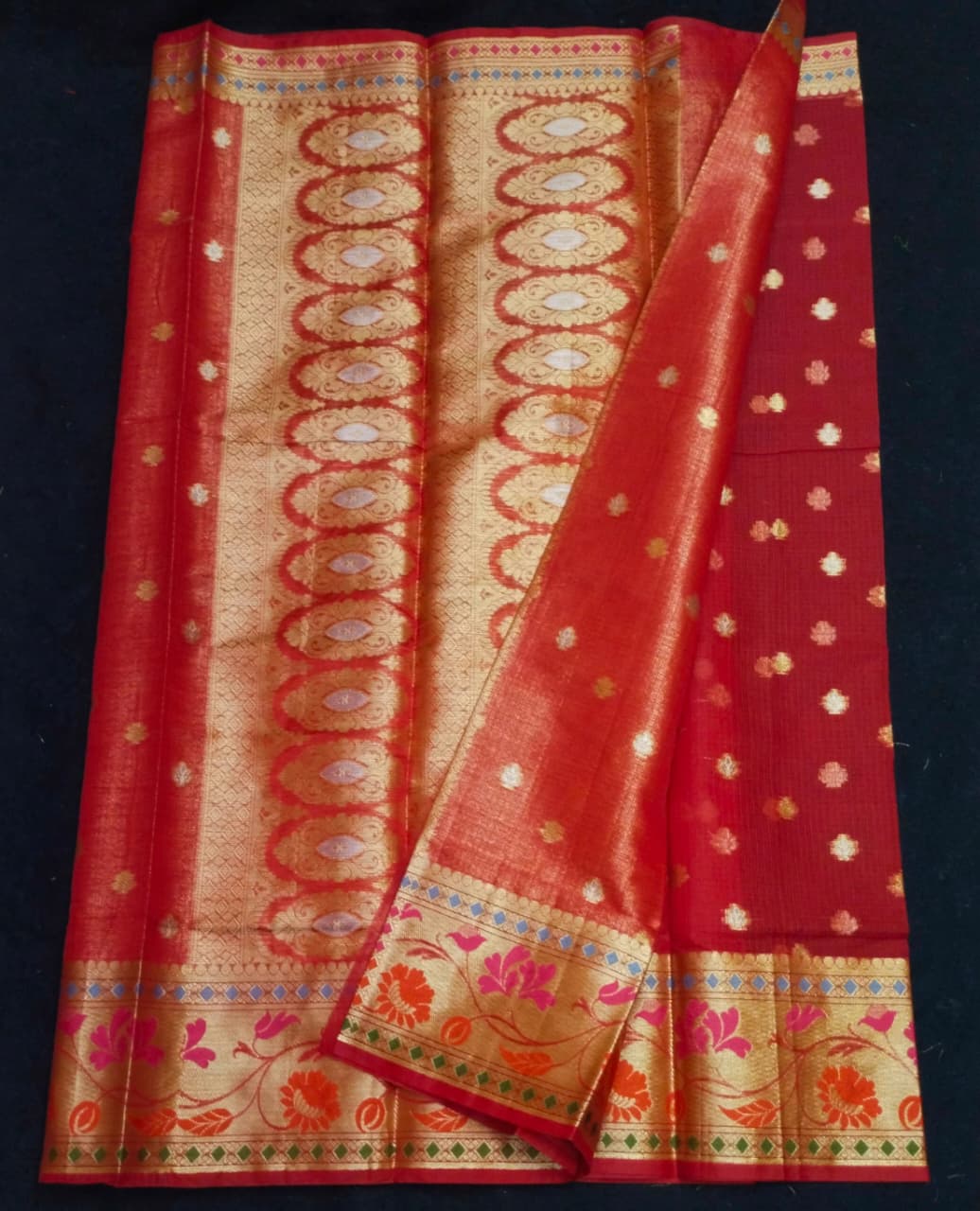Kota Doria Saree With Silk Digital Print Work